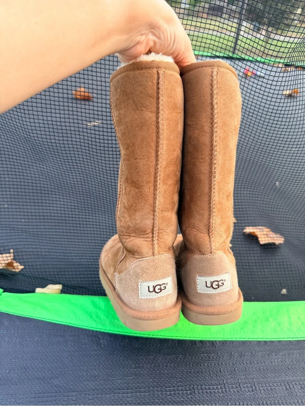 UGG Girls Tall Chestnut Suede Boots with Shearling